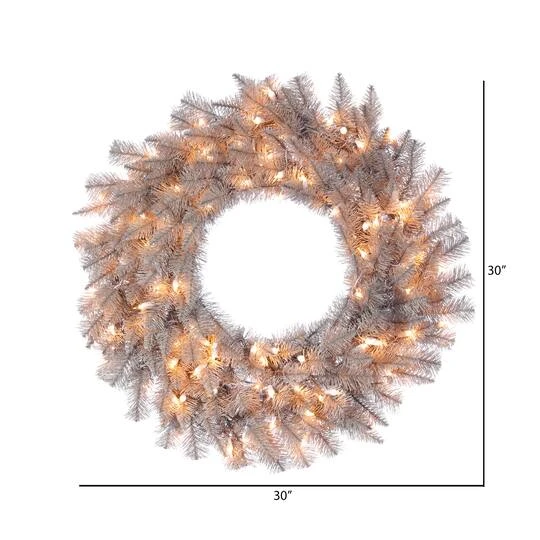 30" Pre-Lit Platinum Fir Artificial Christmas Wreath, Clear Dura-lit Incandescent Lights 5 30" Pre-Lit Platinum Fir Artificial Christmas Wreath, Clear Dura-lit Incandescent Lights - Image 5