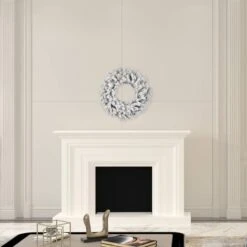 24" Pre-Lit Frosted Silver Artificial Christmas Wreath, Warm White Dura-lit LED Lights 6 24" Pre-Lit Frosted Silver Artificial Christmas Wreath, Warm White Dura-lit LED Lights -Michaels Store D575297S 2