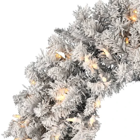 24" Pre-Lit Frosted Silver Artificial Christmas Wreath, Warm White Dura-lit LED Lights 4 24" Pre-Lit Frosted Silver Artificial Christmas Wreath, Warm White Dura-lit LED Lights - Image 4