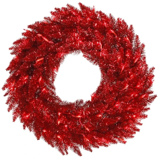 36" Tinsel Red Fir Wreath, Red Dura-Lit® LED Lights 1 36" Tinsel Red Fir Wreath, Red Dura-Lit® LED Lights