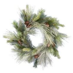 24" Unlit Frosted Myers Pine Artificial Christmas Wreath