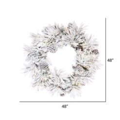 48" Pre-Lit Flocked Atka Artificial Christmas Wreath, Warm White Wide Angle 3mm LED Lights -Michaels Store D575347S 2