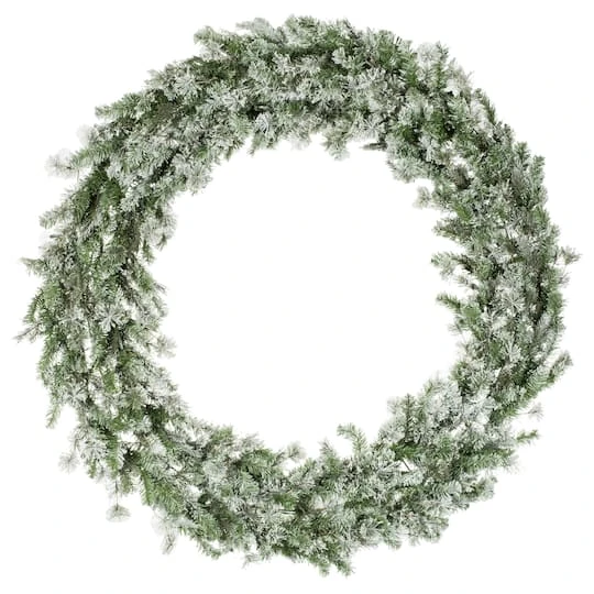 60" Pre-Lit Flocked Kiana Artificial Christmas Wreath, Warm White Dura-Lit® LED Mini Lights 1 60" Pre-Lit Flocked Kiana Artificial Christmas Wreath, Warm White Dura-Lit® LED Mini Lights