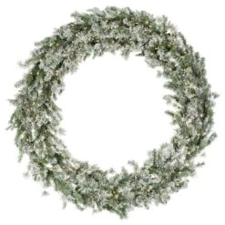 60" Pre-Lit Flocked Kiana Artificial Christmas Wreath, Warm White Dura-Lit® LED Mini Lights 9 60" Pre-Lit Flocked Kiana Artificial Christmas Wreath, Warm White Dura-Lit® LED Mini Lights -Michaels Store D575351S 2
