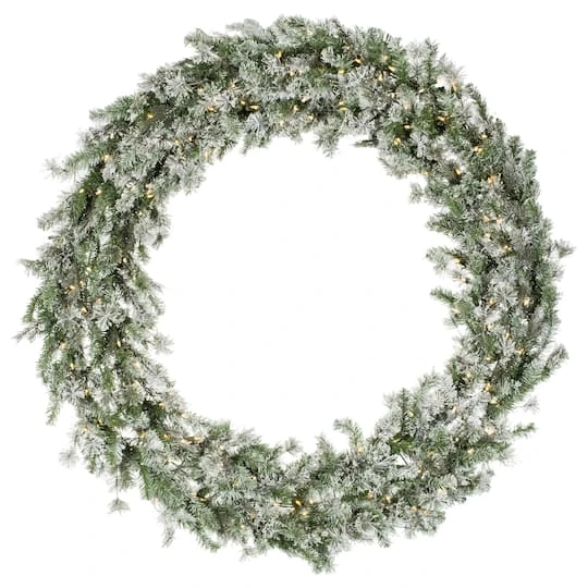 60" Pre-Lit Flocked Kiana Artificial Christmas Wreath, Warm White Dura-Lit® LED Mini Lights 3 60" Pre-Lit Flocked Kiana Artificial Christmas Wreath, Warm White Dura-Lit® LED Mini Lights - Image 3