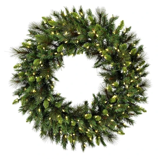 30" White Mini LED Lights Bangor Mixed Pine Artificial Christmas Wreath 1 30" White Mini LED Lights Bangor Mixed Pine Artificial Christmas Wreath