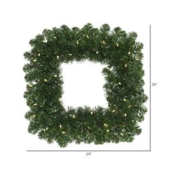 24" Pre-Lit Oregon Fir Christmas Square Wreath, Warm White LED Lights 5 24" Pre-Lit Oregon Fir Christmas Square Wreath, Warm White LED Lights -Michaels Store D575417S 2