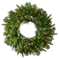 24" Pre-Lit Cashmere Christmas Wreath, Warm White LED Lights