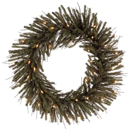 24" Pre-Lit Vienna Twig Christmas Wreath, Warm White LED Lights 1 24" Pre-Lit Vienna Twig Christmas Wreath, Warm White LED Lights