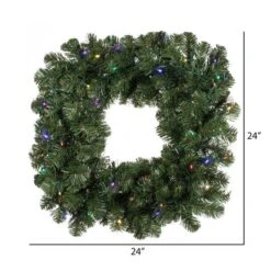 24" Pre-Lit Oregon Fir Christmas Square Wreath, Multicolor LED Lights -Michaels Store D575455S 5
