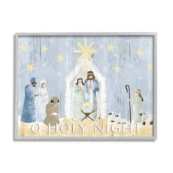 Stupell Industries Nativity Barn Stable Christmas Holiday Wall Art In Gray Frame
