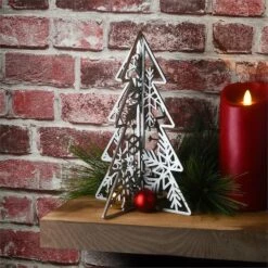 10" & 7" Silver Wood Christmas Trees Table Décor 6 10" & 7" Silver Wood Christmas Trees Table Décor -Michaels Store D619825S 12