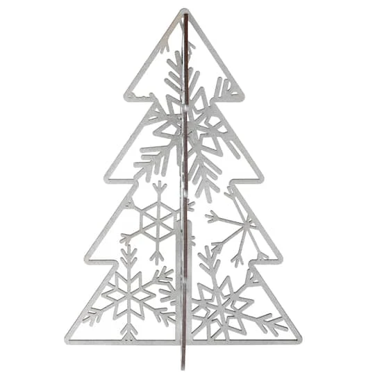 10" & 7" Silver Wood Christmas Trees Table Décor 4 10" & 7" Silver Wood Christmas Trees Table Décor - Image 4