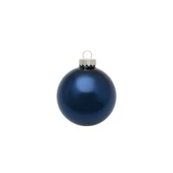 Whitehurst 40ct. 1.25" Glossy Glass Ball Ornaments Midnight Blue Shiny