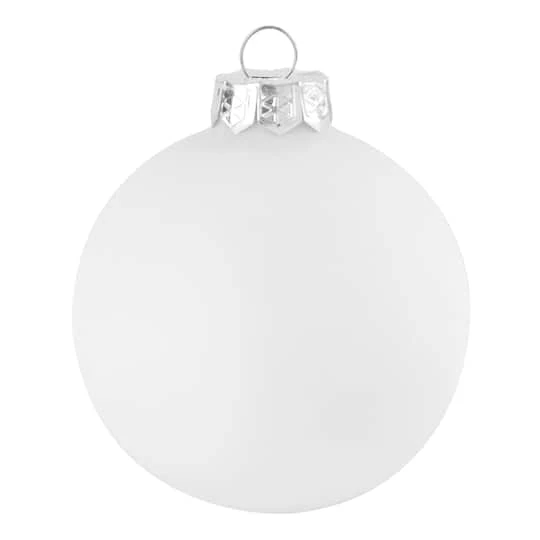 Whitehurst 4ct. 5" Matte Glass Ball Ornaments Snow White Matte 2 Whitehurst 4ct. 5" Matte Glass Ball Ornaments Snow White Matte - Image 2