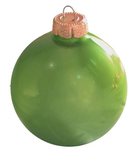 Whitehurst 4ct. 5" Pearl Glass Ball Ornaments Lime Pearl 2 Whitehurst 4ct. 5" Pearl Glass Ball Ornaments Lime Pearl - Image 2