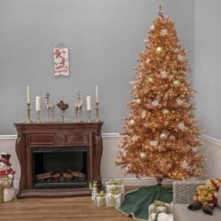 9ft. Pre-Lit Rose Gold Metallic Evergreen Artificial Christmas Tree -Michaels Store D645060S 15