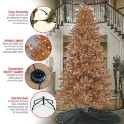 9ft. Pre-Lit Rose Gold Metallic Evergreen Artificial Christmas Tree -Michaels Store D645060S 17