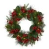 Glitzhome® 24" Pre-Lit Berry, Magnolia Leaf & Pinecone Wreath