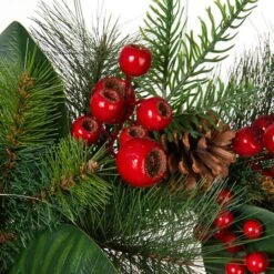 Glitzhome® 24" Pre-Lit Berry, Magnolia Leaf & Pinecone Wreath -Michaels Store D652251S 5