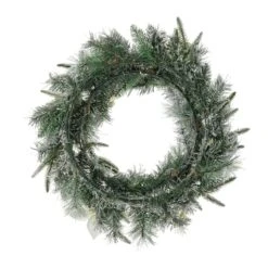 Glitzhome® 24" Pre-Lit Snow Flocked Greenery Pine Poinsettia Christmas Wreath -Michaels Store D652255S 8