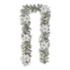 Glitzhome® 9ft. Pre-Lit Snow Flocked Greenery Pine Poinsettia Christmas Garland