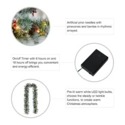 Glitzhome® 2 Pack 9ft. Pre-Lit Greenery Pinecones & Red Berries Christmas Garland -Michaels Store D652259S 8