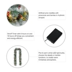 Glitzhome® 9ft. Pre-Lit Greenery Pinecones & Red Berries Christmas Garland -Michaels Store D652260S 8