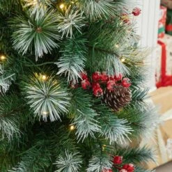 4ft. Pre-Lit Pine Artificial Christmas Porch Tree, Warm White LED Lights -Michaels Store D652274S 4