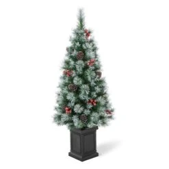 4ft. Pre-Lit Pine Artificial Christmas Porch Tree, Warm White LED Lights -Michaels Store D652274S 6