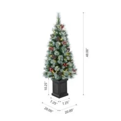 4ft. Pre-Lit Pine Artificial Christmas Porch Tree, Warm White LED Lights -Michaels Store D652274S 7