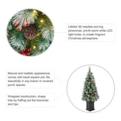 4ft. Pre-Lit Pine Artificial Christmas Porch Tree, Warm White LED Lights -Michaels Store D652274S 8