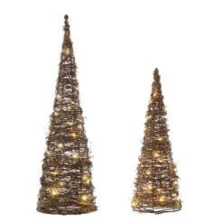 Glitzhome® Pre-Lit Rattan Christmas Table Tree Décor Set