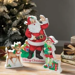 Glitzhome® Wooden Christmas Santa, Elf & Reindeer Table Décor Set -Michaels Store D652310S 3