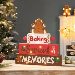 Glitzhome® 12" Lighted Wooden Christmas Gingerbread Man Block Table Décor -Michaels Store D652312S 2