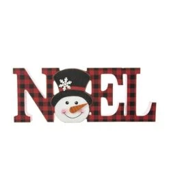 Glitzhome® 15'' NOEL Wooden Christmas Plaid Table Décor -Michaels Store D652316S 5