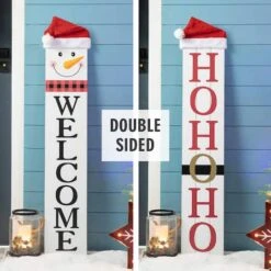 Glitzhome® 42.5'' Reversible Double-Sided Wooden Porch Sign -Michaels Store D652320S 2