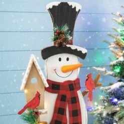 Glitzhome® 36'' Lighted Wooden Snowman Porch Décor -Michaels Store D652321S 5