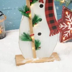 Glitzhome® 36'' Lighted Wooden Snowman Porch Décor -Michaels Store D652321S 6