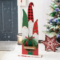Glitzhome® 34.75'' Wooden Gnome Family Porch Décor 13 Glitzhome® 34.75'' Wooden Gnome Family Porch Décor -Michaels Store D652323S 4