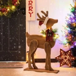 Glitzhome® 36'' Chunky Wood Reindeer Porch Décor -Michaels Store D652324S 2