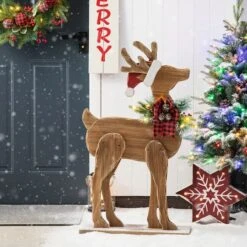 Glitzhome® 36'' Chunky Wood Reindeer Porch Décor -Michaels Store D652324S 3