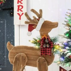 Glitzhome® 36'' Chunky Wood Reindeer Porch Décor -Michaels Store D652324S 7