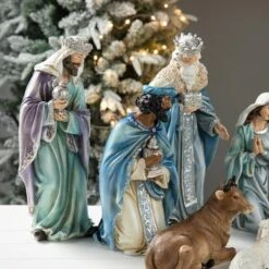 Glitzhome® Oversized Deluxe Blue Resin Nativity Figurine Set 11 Glitzhome® Oversized Deluxe Blue Resin Nativity Figurine Set -Michaels Store D652338S 3