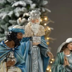 Glitzhome® Oversized Deluxe Blue Resin Nativity Figurine Set 13 Glitzhome® Oversized Deluxe Blue Resin Nativity Figurine Set -Michaels Store D652338S 5
