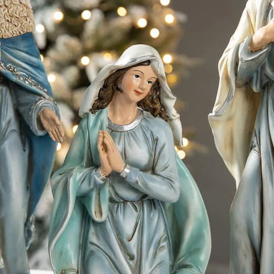 Glitzhome® Oversized Deluxe Blue Resin Nativity Figurine Set 7 Glitzhome® Oversized Deluxe Blue Resin Nativity Figurine Set - Image 7