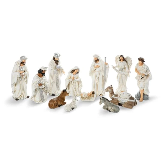 Glitzhome® Ivory Resin Nativity Figurine Set 2 Glitzhome® Ivory Resin Nativity Figurine Set - Image 2