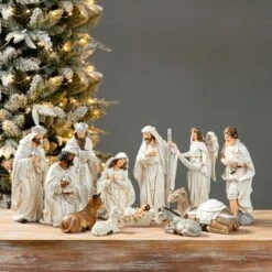 Glitzhome® Ivory Resin Nativity Figurine Set 11 Glitzhome® Ivory Resin Nativity Figurine Set -Michaels Store D652339S 2
