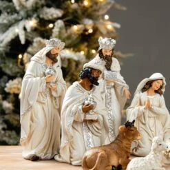 Glitzhome® Ivory Resin Nativity Figurine Set 12 Glitzhome® Ivory Resin Nativity Figurine Set -Michaels Store D652339S 3