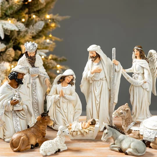 Glitzhome® Ivory Resin Nativity Figurine Set 5 Glitzhome® Ivory Resin Nativity Figurine Set - Image 5